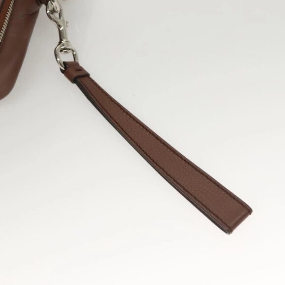 GUCCI Clutch Bag Leather Brown Silver - Picture 8 of 14